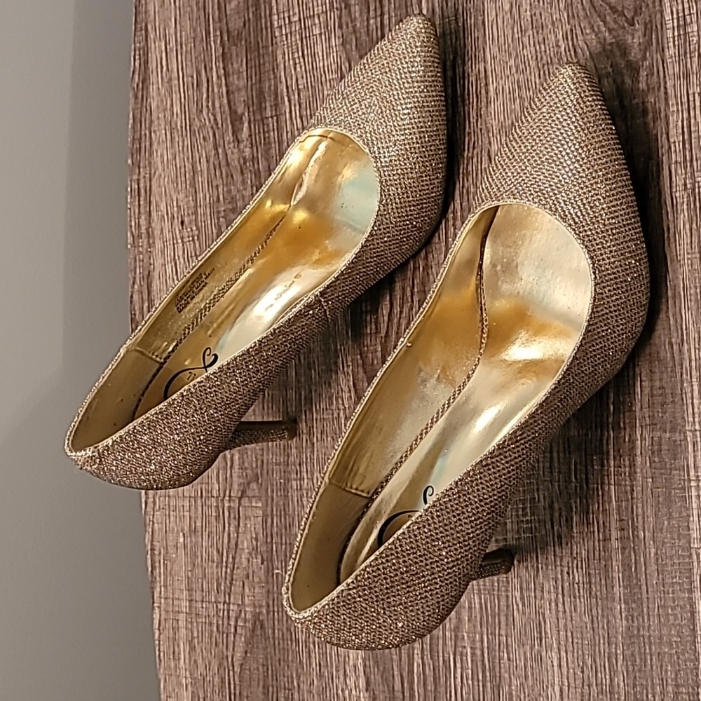 143 Girl gold/silver glitter heels